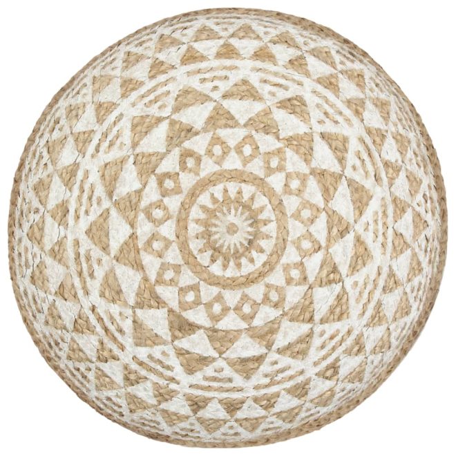 Handmade Pouffe 45×30 cm Jute – White