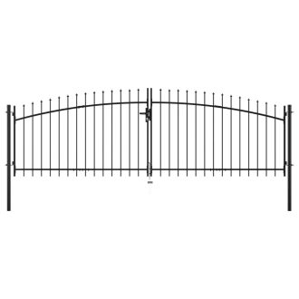 Double Door Fence Gate with Spear Top 400×150 cm