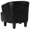 Tub Chair with Footstool Faux Leather – Black