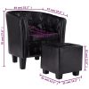 Tub Chair with Footstool Faux Leather – Black