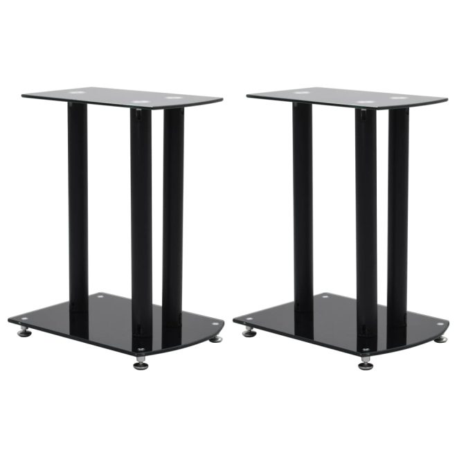 Aluminum Speaker Stands 2 pcs Black Safety Glass