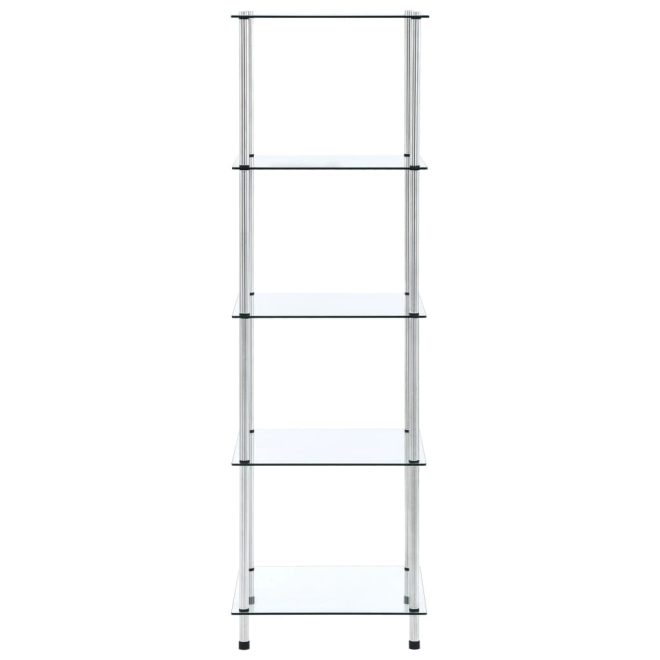 5-Tier Shelf Transparent 40x40x130 Tempered Glass – 130 cm