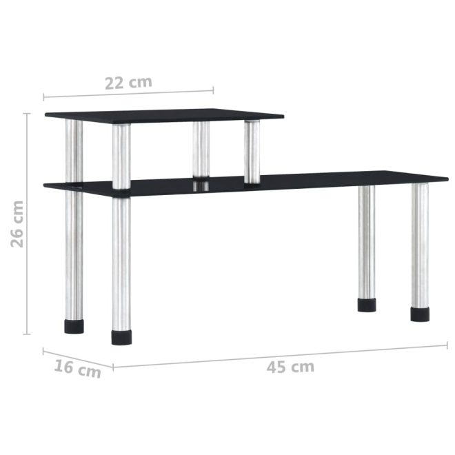 Kitchen Shelf Black 45x16x26 cm Tempered Glass