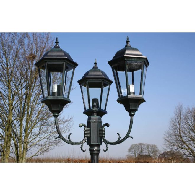 Garden Light Post arms 230 cm Dark Green/Black Aluminium – 3