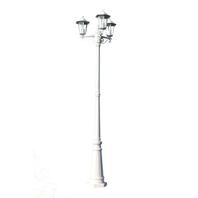 Garden Light Post 3-arms 215 cm Aluminium – White