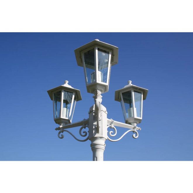 Garden Light Post 3-arms 215 cm Aluminium – White