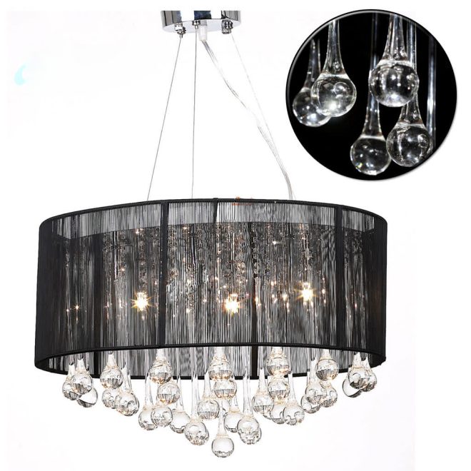 Chandelier with 85 Crystals – Black