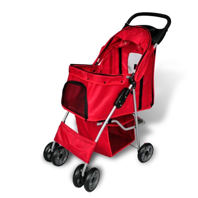 Pet Stroller Travel Carrier Folding – Red