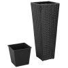 3 Rattan Flower Raised Beds – Black