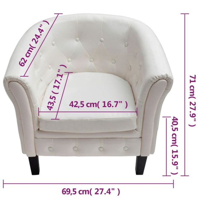 Tub Chair White Faux Leather