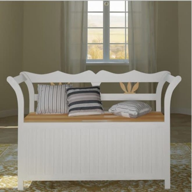 Storage Bench 126x42x75 cm Wood – White and Brown