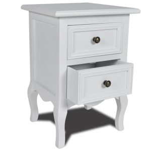 Dakota Nightstand with 2 Drawers MDF White – 1