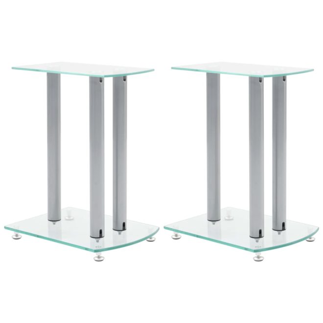 Aluminum Speaker Stands Safety Glass 2pcs – Transparent