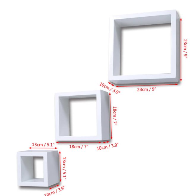 Cube shelf set of 3 white