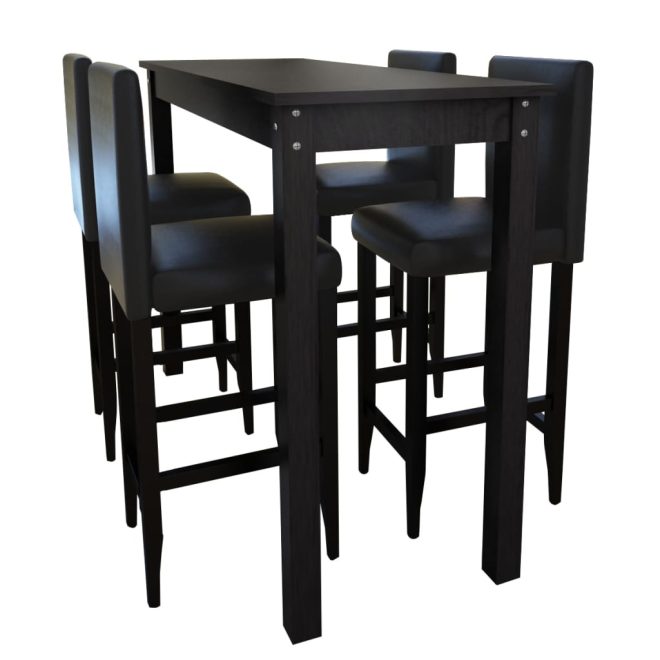 Bar Table with Bar Chairs Black