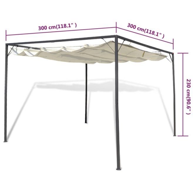 Garden Gazebo with Retractable Roof Canopy – White