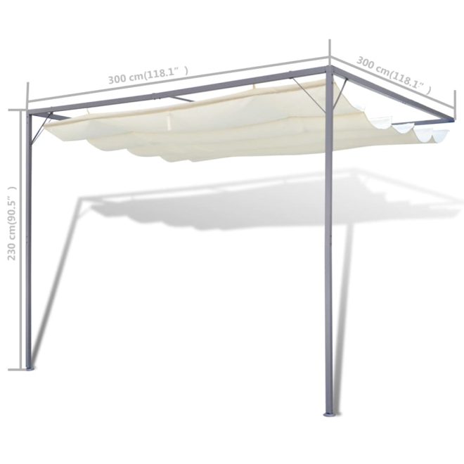 Garden Patio Awning Sun Shade Canopy Wall Gazebo – White