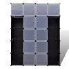 Modular Cabinet with 9 37x115x150 cm – Black and White, 14 Compartments