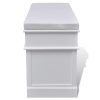 White Storage & Entryway Bench with Cushion Top 2 Draw 3 Crate