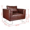 Cube Armchair with Chrome Feet Faux Leather – Brown