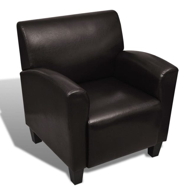 Sofa Chair Faux Leather – Dark Brown