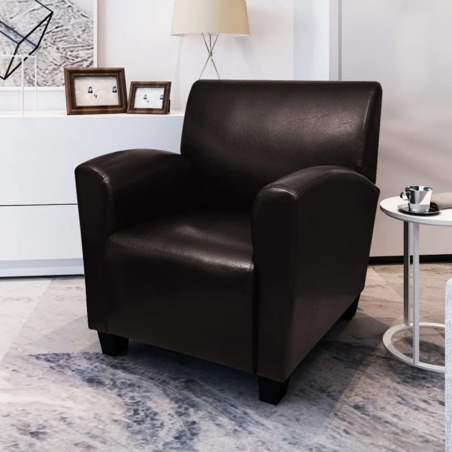 Sofa Chair Faux Leather – Dark Brown