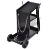 Welding Cart Black Trolley with 3 Shelves Workshop Organiser