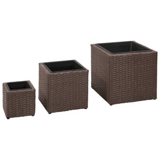 Garden Square Rattan Raised Bed Set 3 pcs