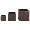 Garden Square Rattan Raised Bed Set 3 pcs – Brown