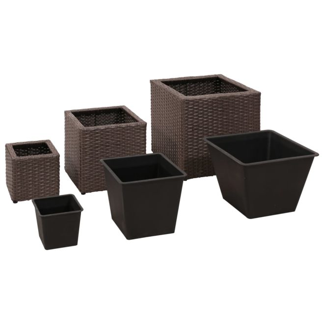 Garden Square Rattan Raised Bed Set 3 pcs – Brown