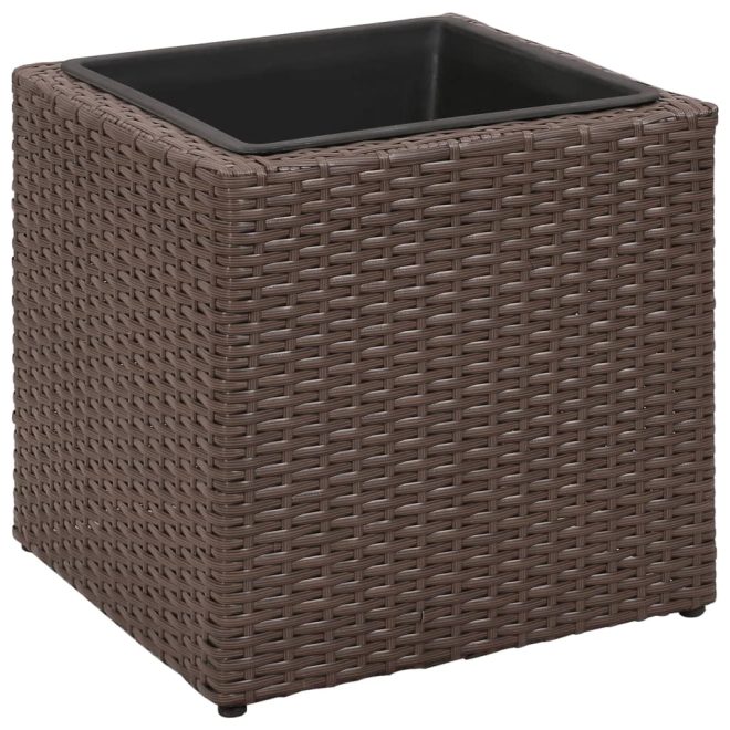 Garden Square Rattan Raised Bed Set 3 pcs – Brown