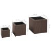 Garden Square Rattan Raised Bed Set 3 pcs – Brown