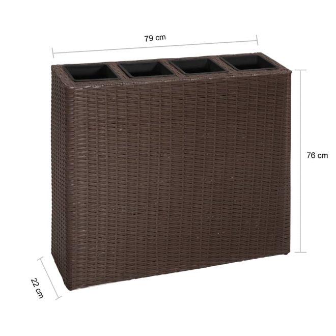 Garden Rectangle Rattan Raised Bed Set – Brown, 1