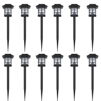 Outdoor Solar Lamp LED Light Set 12 pcs with Spike 8.6 x 8.6 x 38 cm