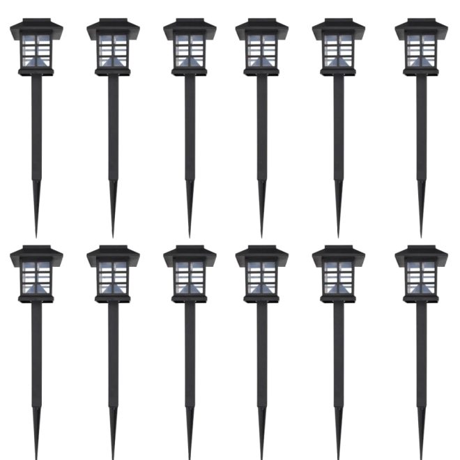 Outdoor Solar Lamp LED Light Set 12 pcs with Spike 8.6 x 8.6 x 38 cm