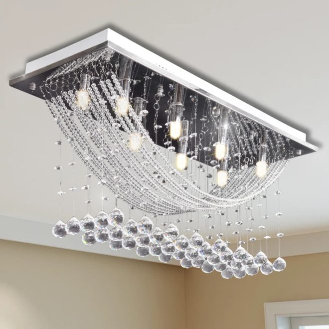 Ceiling Lamp with Glittering Glass Crystal Beads 8 x G9 29 cm