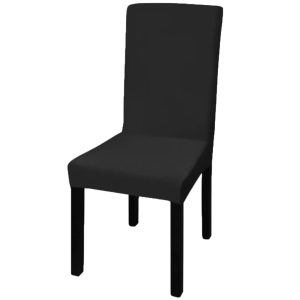 6 pcs Straight Stretchable Chair Cover – Black, 6