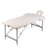 Foldable Massage Table 2 Zones with Aluminium Frame – Cream White