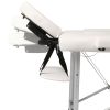 Foldable Massage Table 2 Zones with Aluminium Frame – Cream White