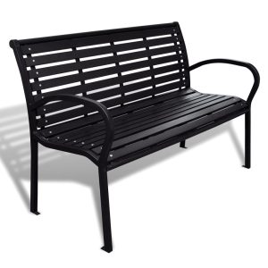 Garden Bench Steel and WPC – 125 cm, Black