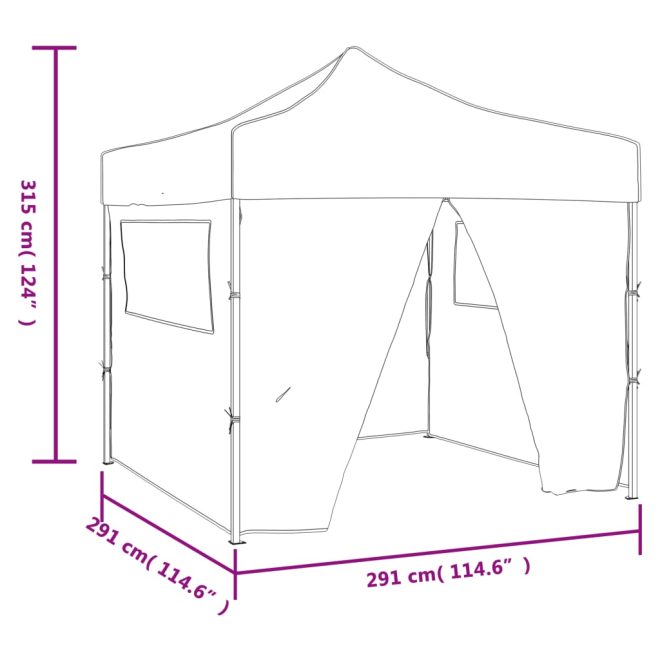 Foldable Tent 3 x 3 m with 4 Walls – Cream