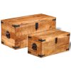 Storage Chest Set 2 Pieces Rough Mango Wood