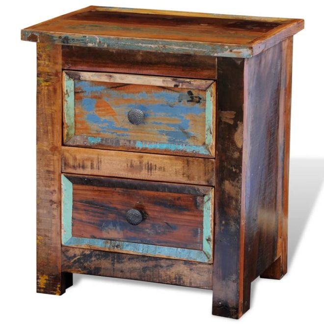 Economy Nightstand with 2 Drawers Solid Reclaimed Wood