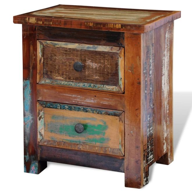 Economy Nightstand with 2 Drawers Solid Reclaimed Wood