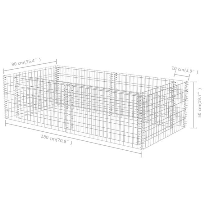 Gabion Planter Galvanised Steel 180x90x50 cm