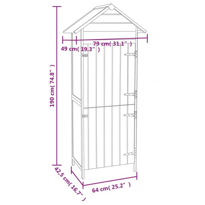 Garden Storage Cabinet Brown 79x49x190 cm