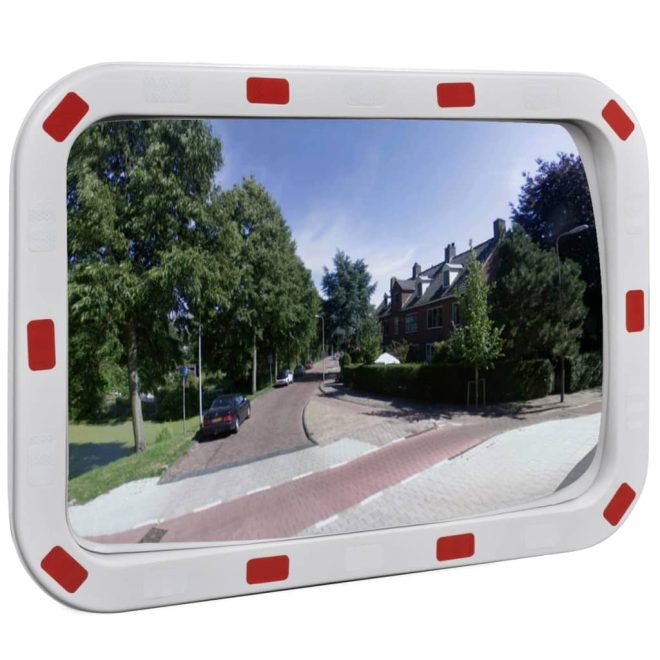 Convex Traffic Mirror Rectangle with Reflectors – 40×60 cm