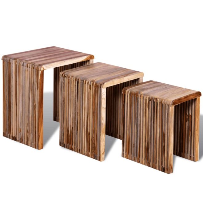 Nesting Table Set 3 Pieces Reclaimed Teak – Brown