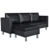 Angola Sectional Sofa 3-Seater Artificial Leather – Black