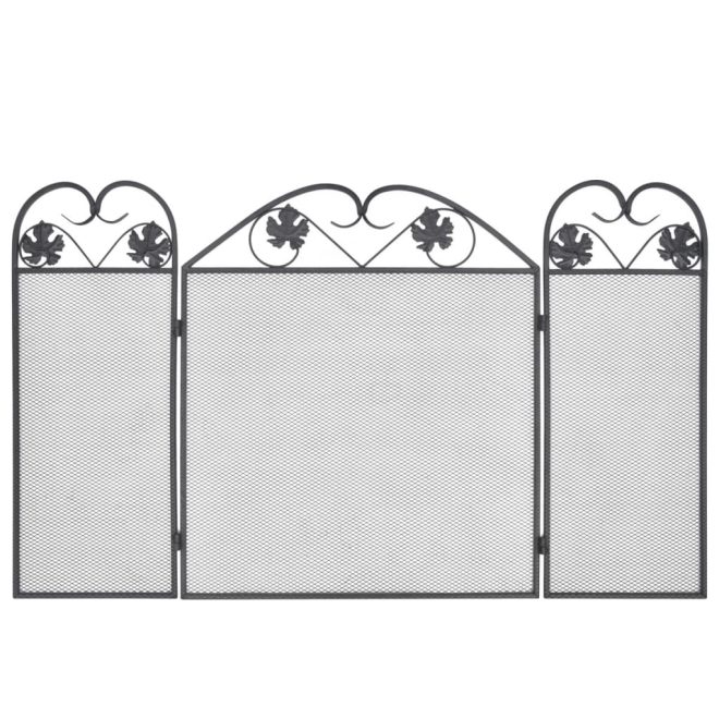 3-panel Fireplace Screen Iron Black